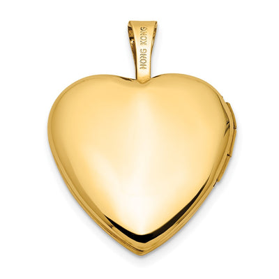 14K Polished and Satin Pink and Green Enamel Rose I LOVE YOU Script Heart Locket