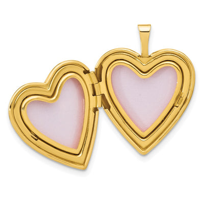 14K Satin and Polished Angel Wings Heart Locket