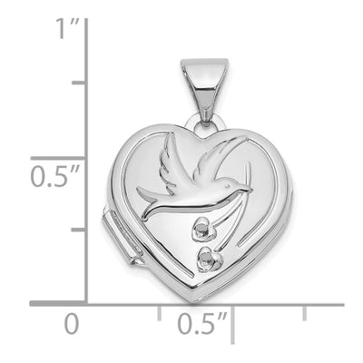 14K White Gold Dove Reversible to TOGETHER FOREVER Heart Locket