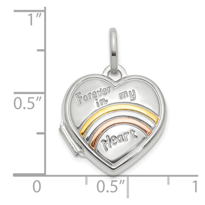 14K White Gold with Rose and Yellow Plating FOREVER IN MY HEART Heart Locket