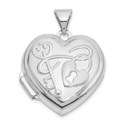 14K white gold locket pendants & charm