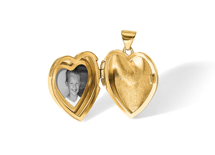 14K Polished White Agate MOM Script Heart Locket