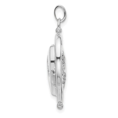 14K White Gold Floral SPECIAL MUM and Tree in Spinning Frame Reversible Heart Locket