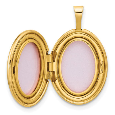 14K Polished Diamond Star Oval Locket