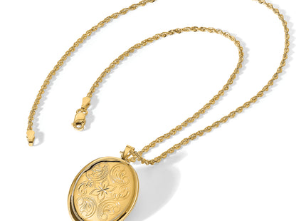 14k Polished Floral Scrolled Oval Locket