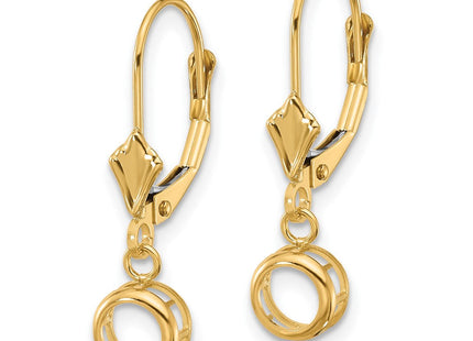 14k Round Leverback Earring Mountings (Style XLB100)