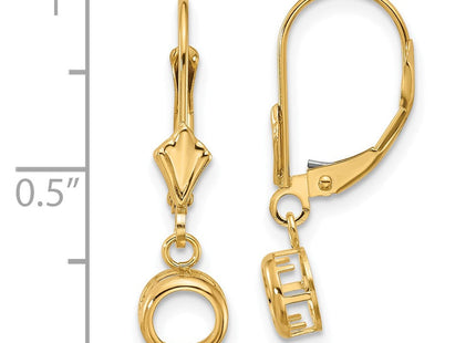 14k Round Leverback Earring Mountings (Style XLB100)