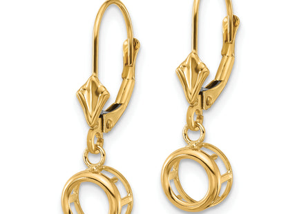 14k Round Leverback Earring Mountings, 25 x 7mm
