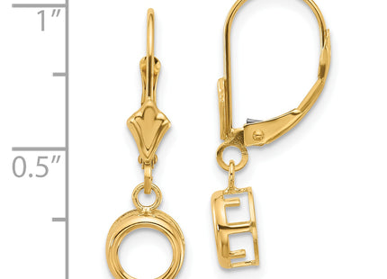 14k Round Leverback Earring Mountings, 25 x 7mm