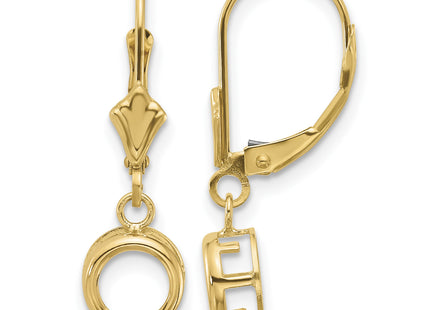 14k Round Leverback Earring Mountings, 25 x 7mm