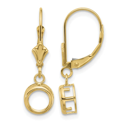 14K Round Leverback Earring Mountings, 25 x 7mm