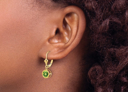 14K gold peridot drop earrings, another view