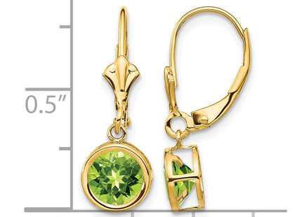 14K gold peridot drop earrings, further view