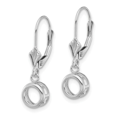 14K White Gold Round Leverback Mounting, 25 x 7mm