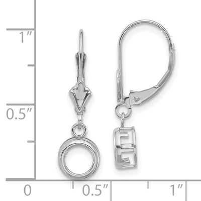 14K White Gold Round Leverback Mounting, 25 x 7mm