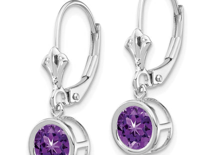 14K white gold amethyst drop earrings, alternate view