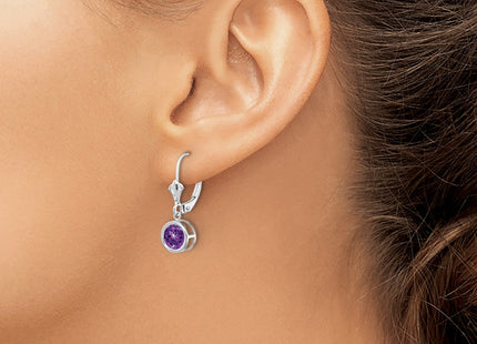 14K white gold amethyst drop earrings, another view