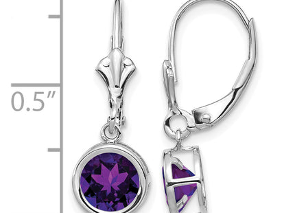 14k White Gold Amethyst Leverback Earrings, 25 x 7mm