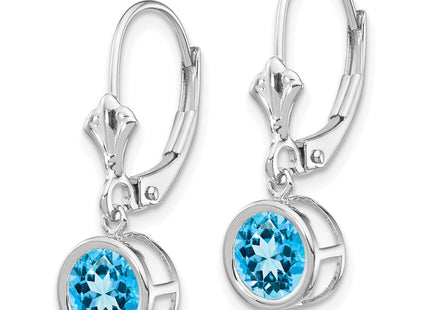 14K white gold blue topaz drop earrings, alternate view