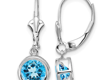14K white gold blue topaz drop earrings