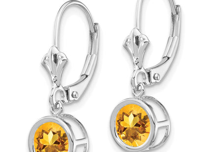 14K white gold citrine drop earrings, alternate view