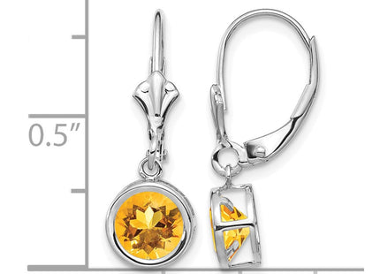 14K white gold citrine drop earrings, further view
