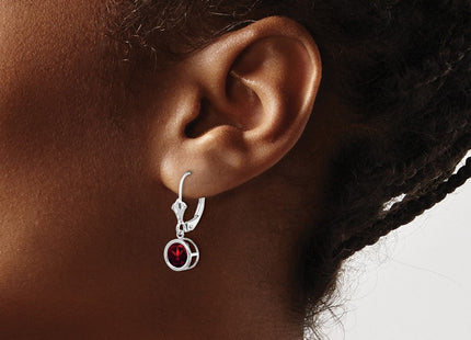 14k White Gold Garnet Leverback Earrings (Style XLB101WGA)