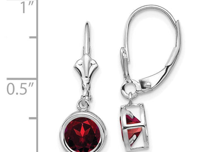 14k White Gold Garnet Leverback Earrings (Style XLB101WGA)