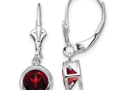 14k White Gold Garnet Leverback Earrings (Style XLB101WGA)