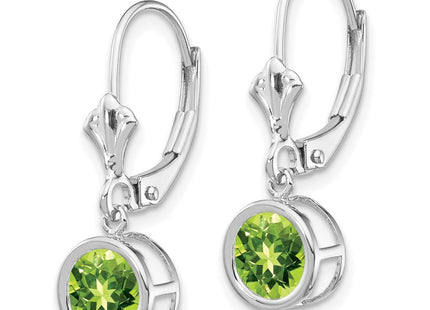 14k White Gold Peridot Leverback Earrings (Style XLB101WPE)