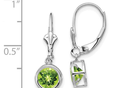 14k White Gold Peridot Leverback Earrings (Style XLB101WPE)