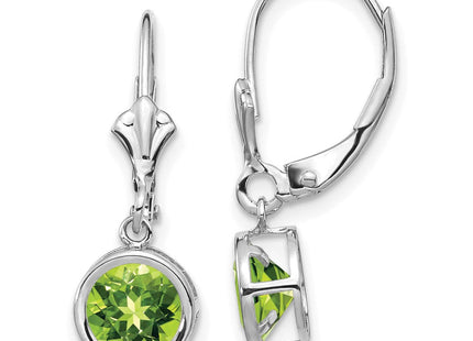 14k White Gold Peridot Leverback Earrings (Style XLB101WPE)