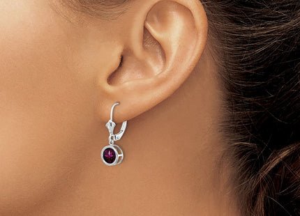 14k White Gold Rhodolite Garnet Leverback Earrings (Style XLB101WRG)