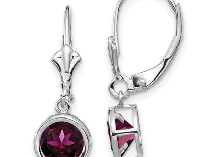 14k White Gold Rhodolite Garnet Leverback Earrings (Style XLB101WRG)