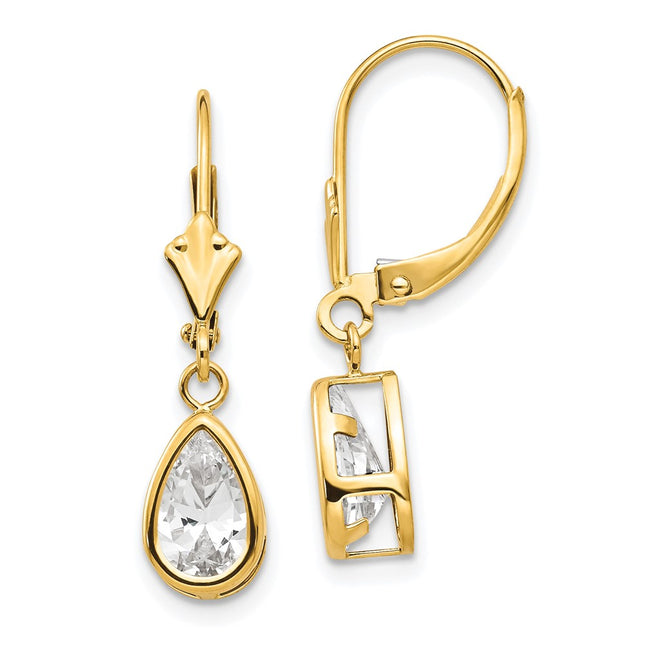 14k Yellow Gold Earrings Style XLB103CZ - Classique Jewelry Inc.