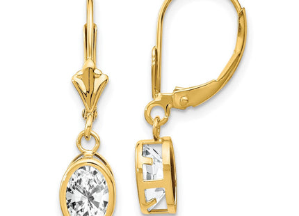 14k Oval Cubic Zirconia Leverback Earrings (Style XLB106CZ)
