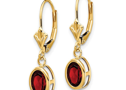 14k Oval Garnet Leverback Earrings (Style XLB106GA)