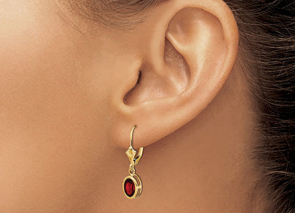 14k Oval Garnet Leverback Earrings (Style XLB106GA)
