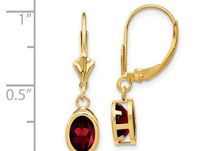 14k Oval Garnet Leverback Earrings (Style XLB106GA)