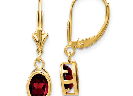 14k Oval Garnet Leverback Earrings (Style XLB106GA)