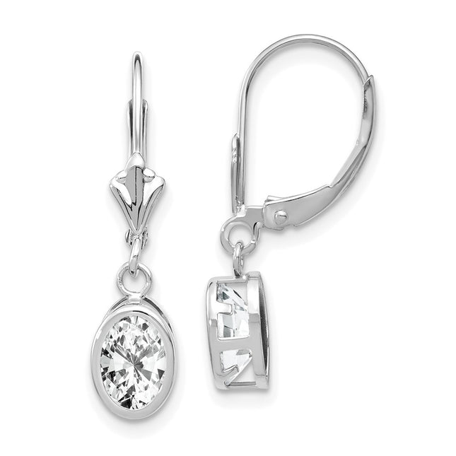 14k White Gold Earrings Style XLB106WCZ - Classique Jewelry Inc.