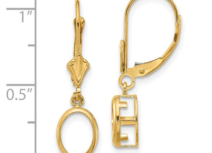 14k 8x6 Oval Leverback Earring Mounting (Style XLB107)