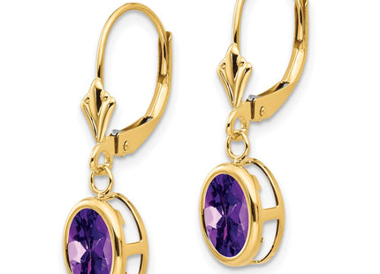 14K gold amethyst oval drop earrings, alternate view