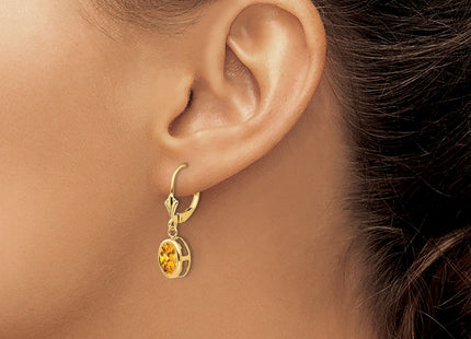 14K gold citrine oval drop earrings, another view