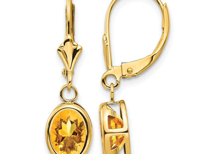 14K gold citrine oval drop earrings