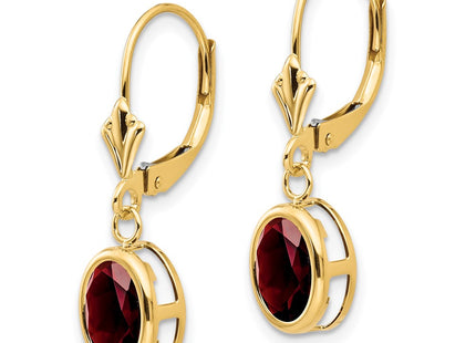 14K gold ruby oval drop earrings, alternate view