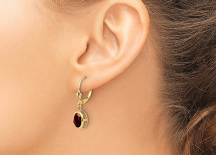 14K gold ruby oval drop earrings, another view