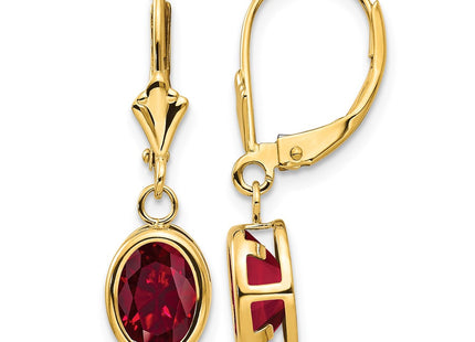 14K gold ruby oval drop earrings