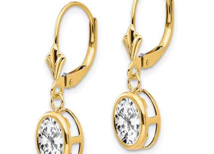 14K gold cubic zirconia oval drop earrings, alternate view