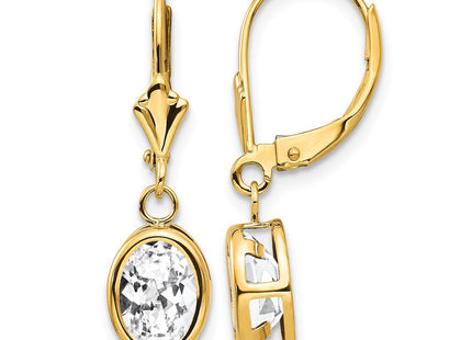 14K gold cubic zirconia oval drop earrings